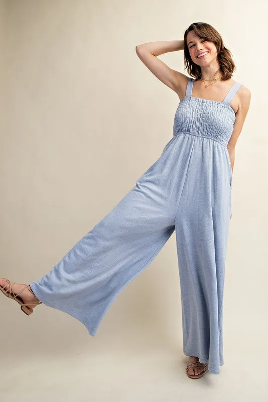 Soft Jersey Comfortable Sleeveless Wide Leg Jumpsuit