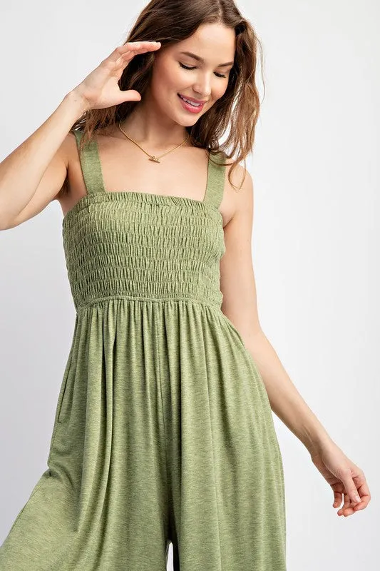 Soft Jersey Comfortable Sleeveless Wide Leg Jumpsuit