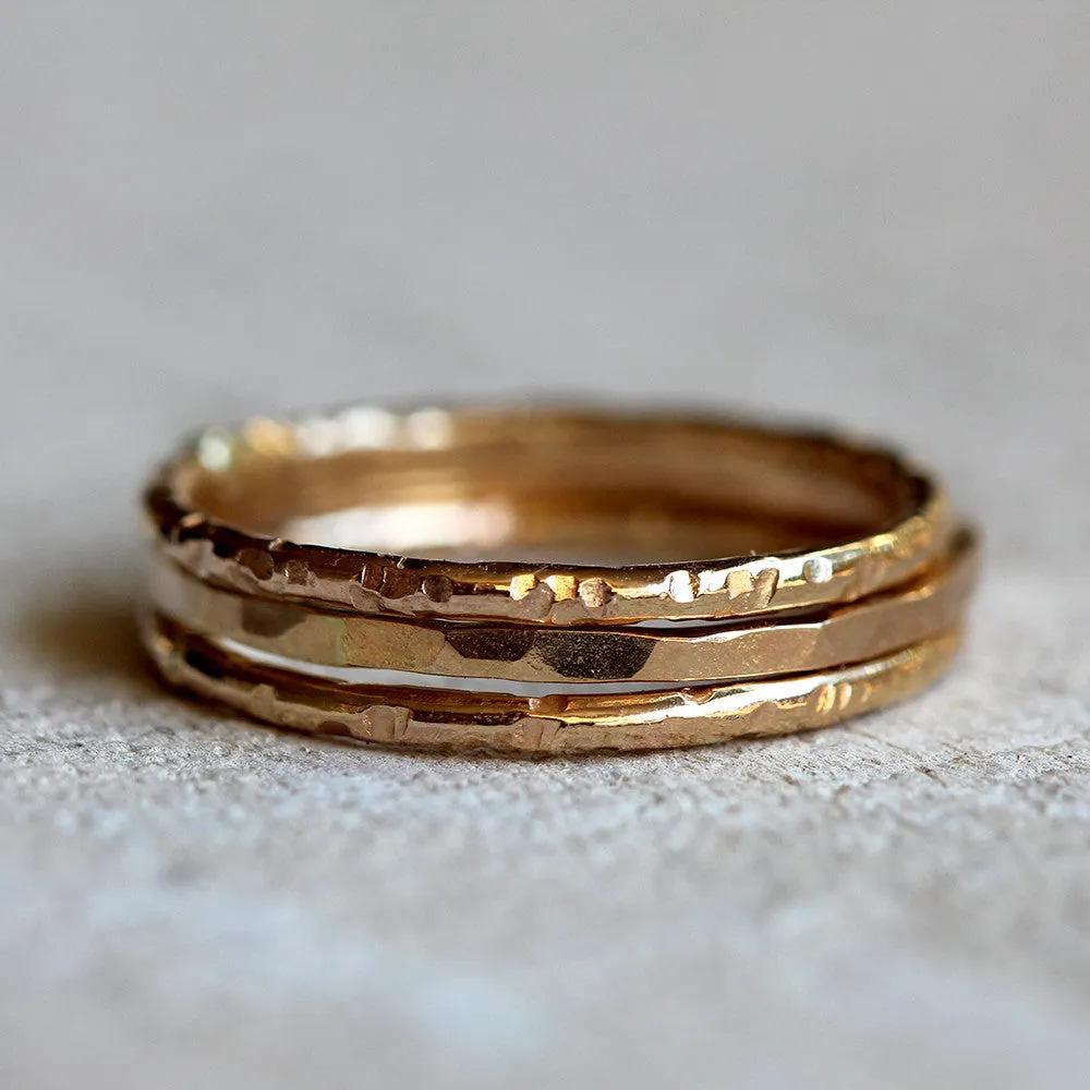 Solid gold stacking rings