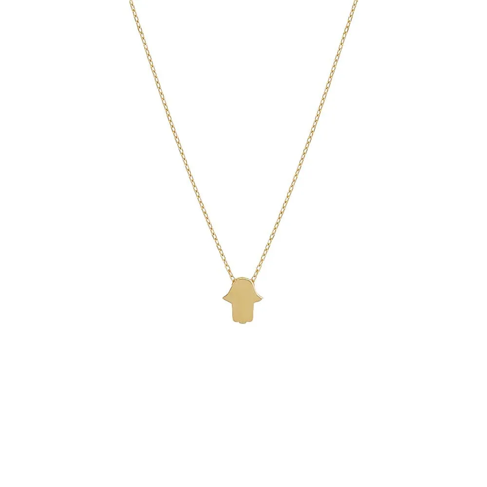 Solid Hamsa Necklace 14K