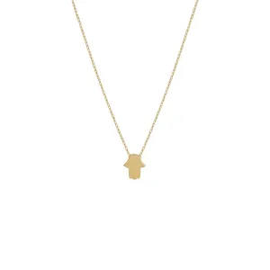 Solid Hamsa Necklace 14K