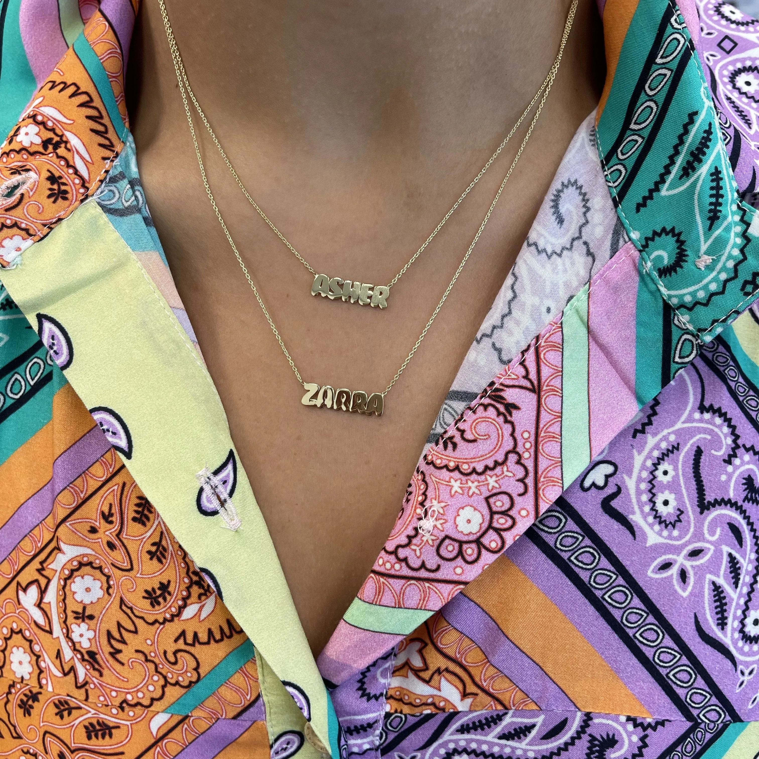 Solid Layered Multiple Names Necklaces