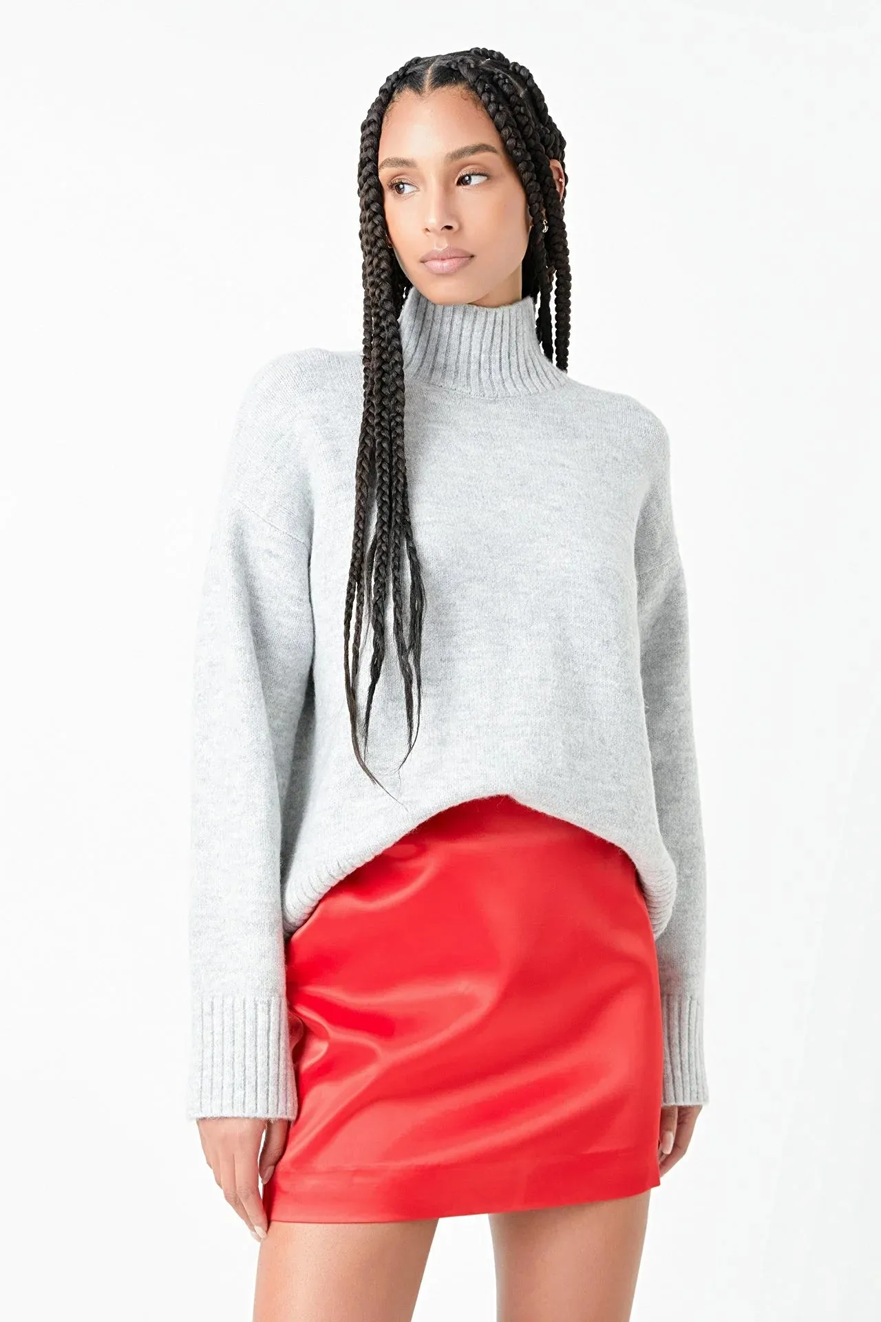 Solid Satin Fit Mini Skirt | Red