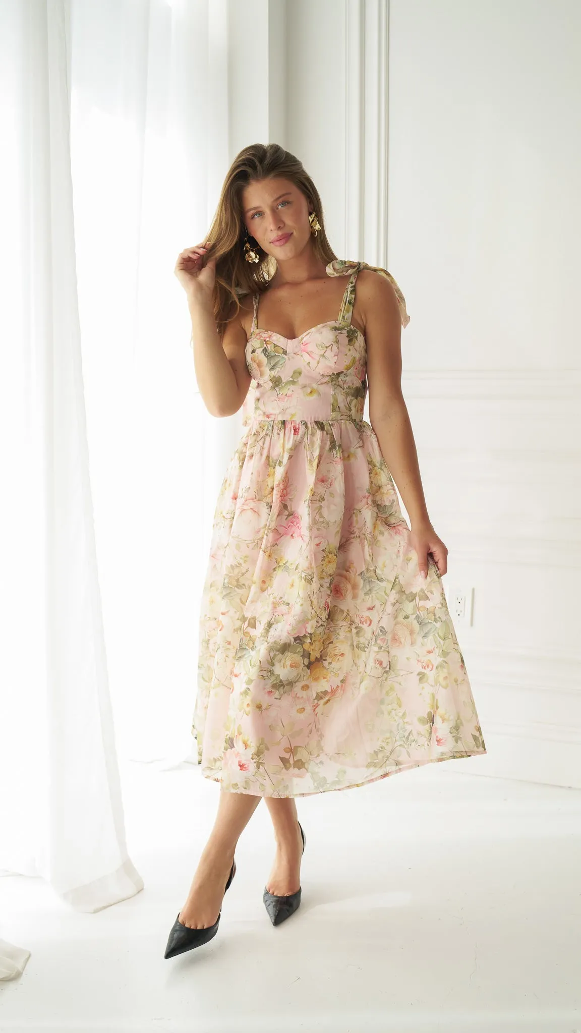 Sophia Pink Coquette Midi Dress