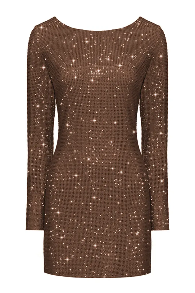 Sparkling mini dress with open back