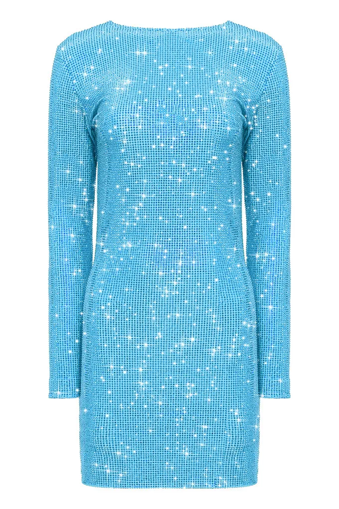 Sparkling mini dress with open back