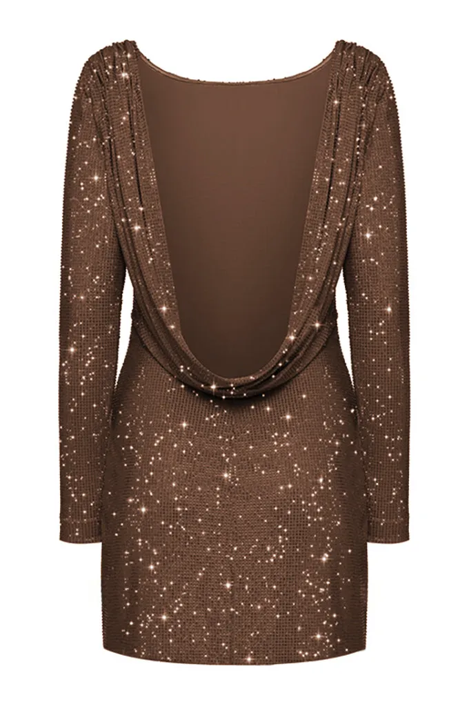 Sparkling mini dress with open back