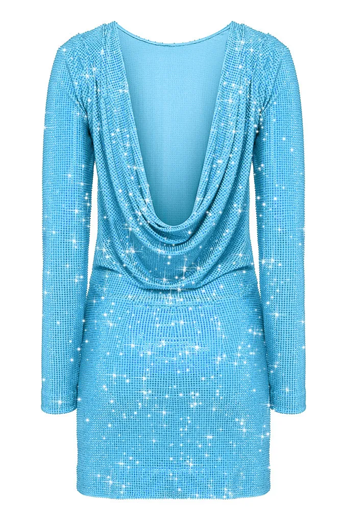 Sparkling mini dress with open back