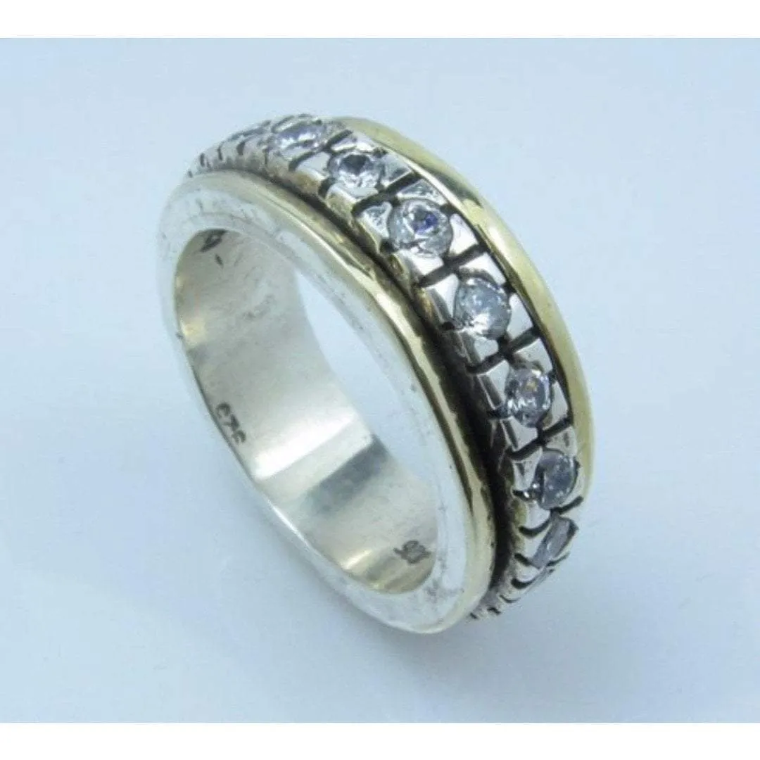 Spinning ring spinner ring set with semi precious stones garnets cz zircons opals or turquoises
