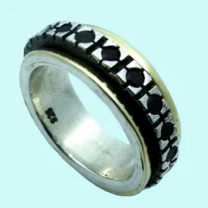 Spinning ring spinner ring set with semi precious stones garnets cz zircons opals or turquoises