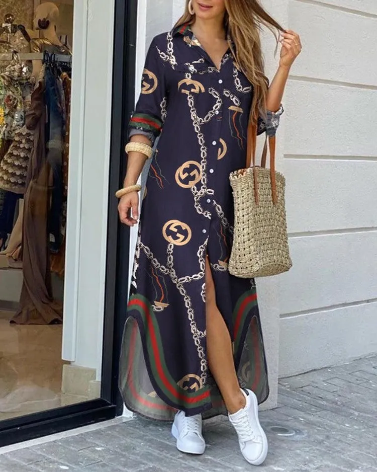 Spring And Summer Fashion Sexy Shirt Long Skirt Dress