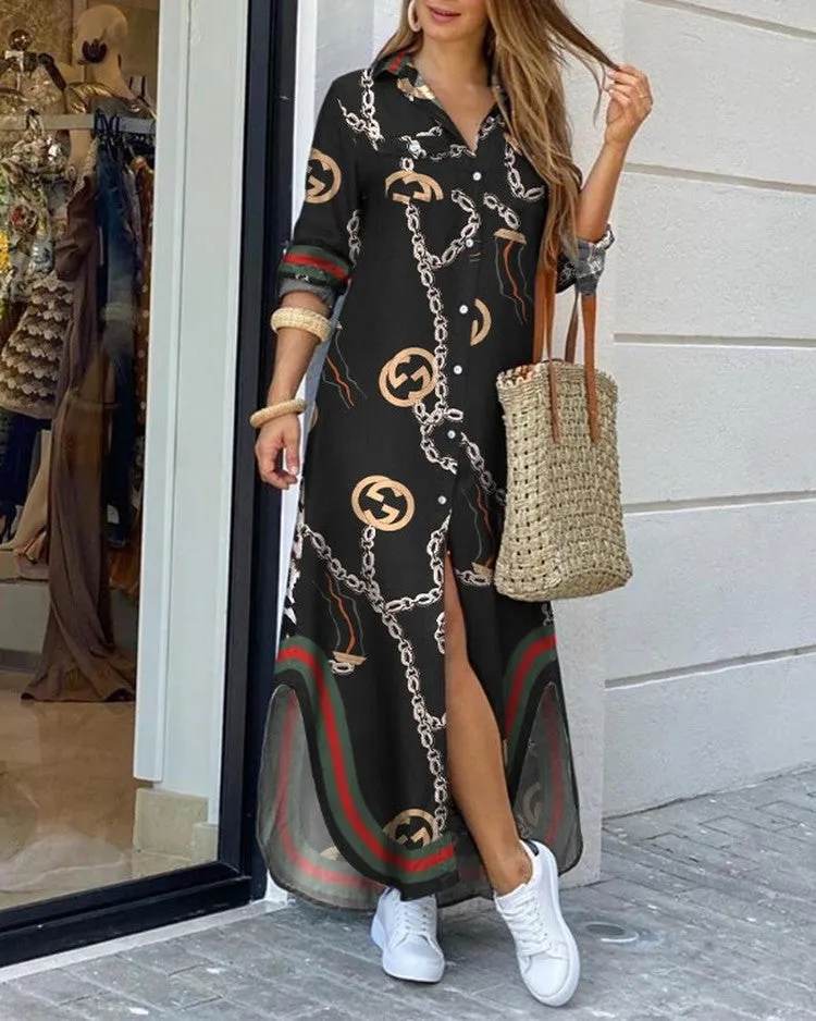 Spring And Summer Fashion Sexy Shirt Long Skirt Dress