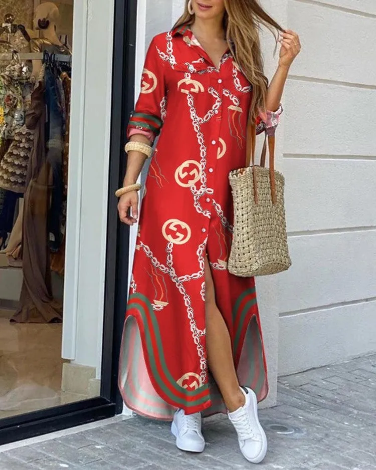 Spring And Summer Fashion Sexy Shirt Long Skirt Dress