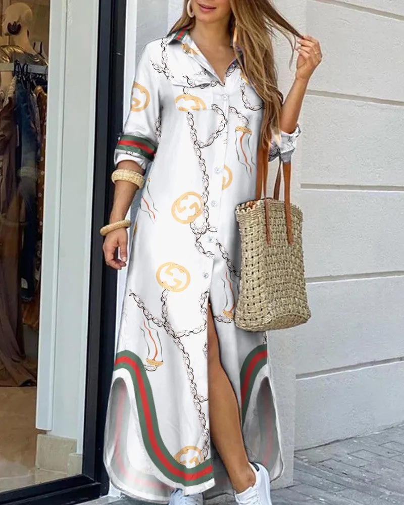 Spring And Summer Fashion Sexy Shirt Long Skirt Dress