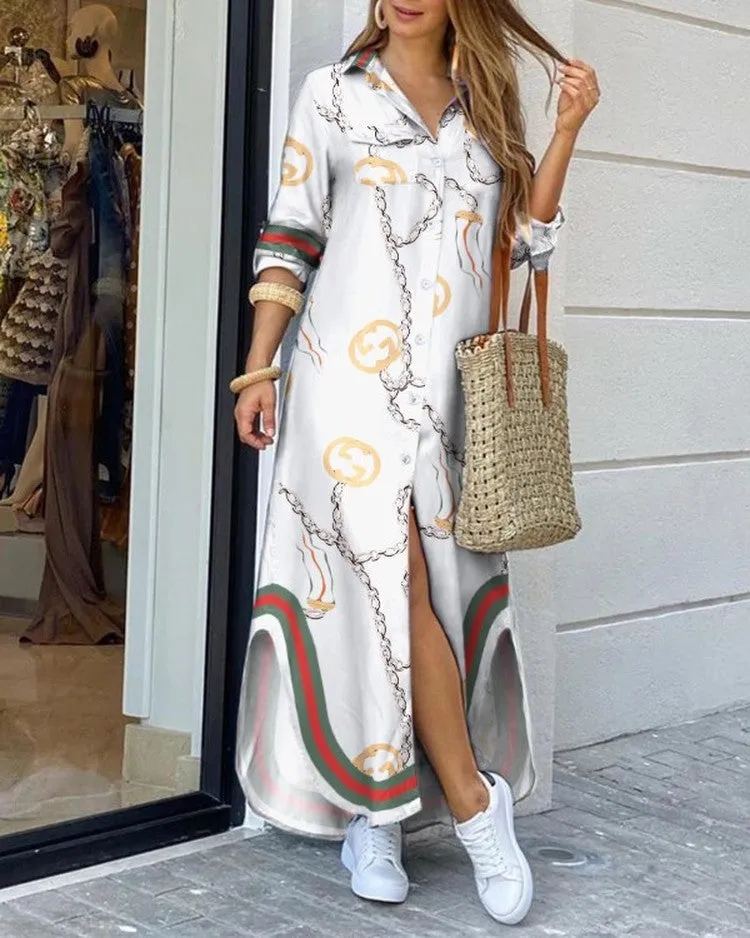 Spring And Summer Fashion Sexy Shirt Long Skirt Dress