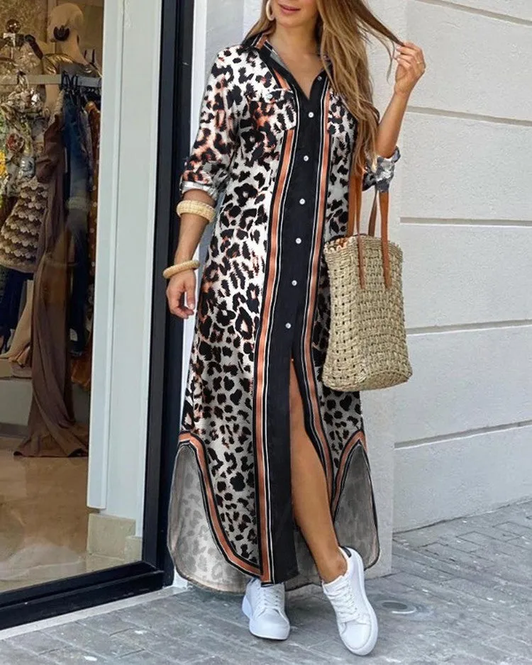Spring And Summer Fashion Sexy Shirt Long Skirt Dress