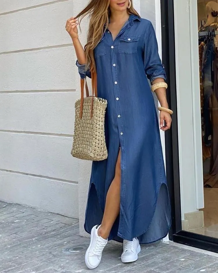 Spring And Summer Fashion Sexy Shirt Long Skirt Dress