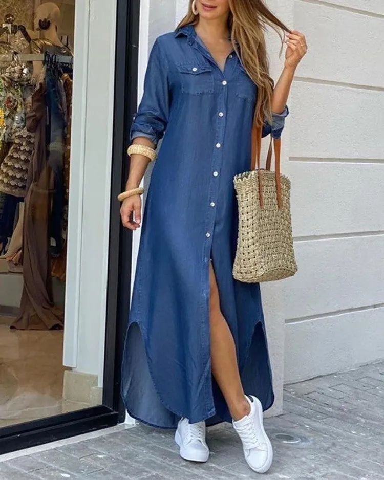 Spring And Summer Fashion Sexy Shirt Long Skirt Dress