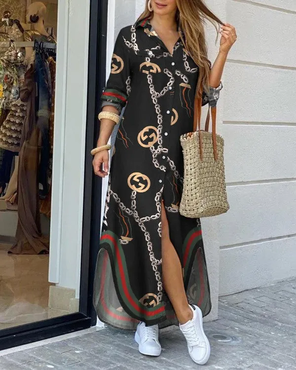 Spring And Summer Fashion Sexy Shirt Long Skirt Dress
