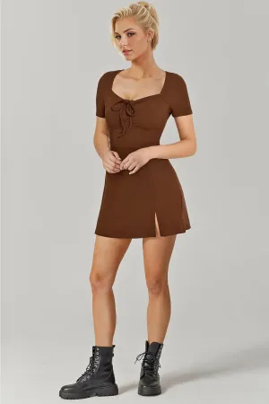 Square Neck Short Sleeve Mini Dress