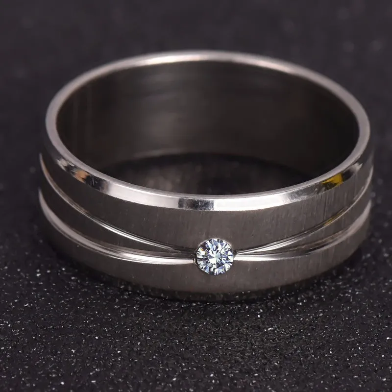 Stainless Steel White Sapphire Ring