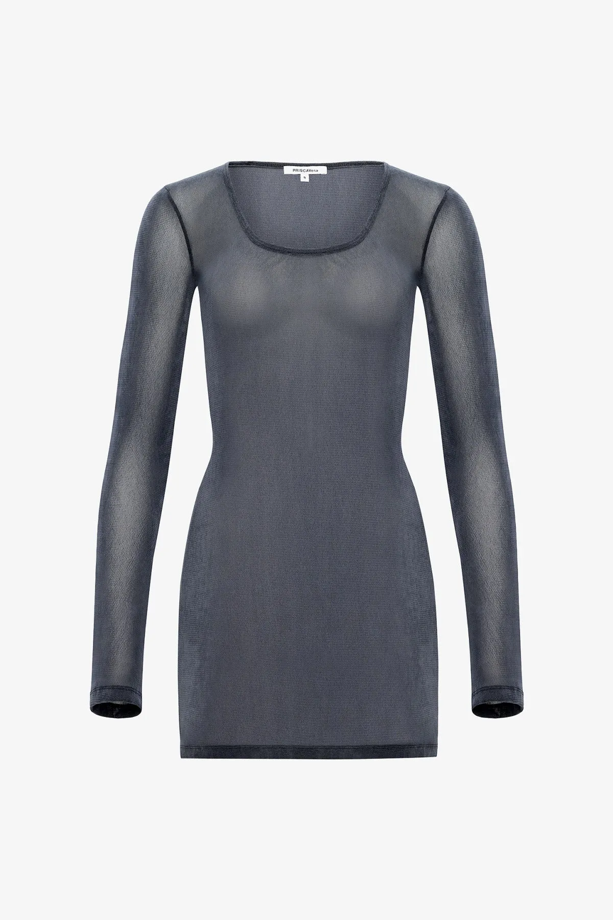 Steel Blue Long Sleeve Mini Dress