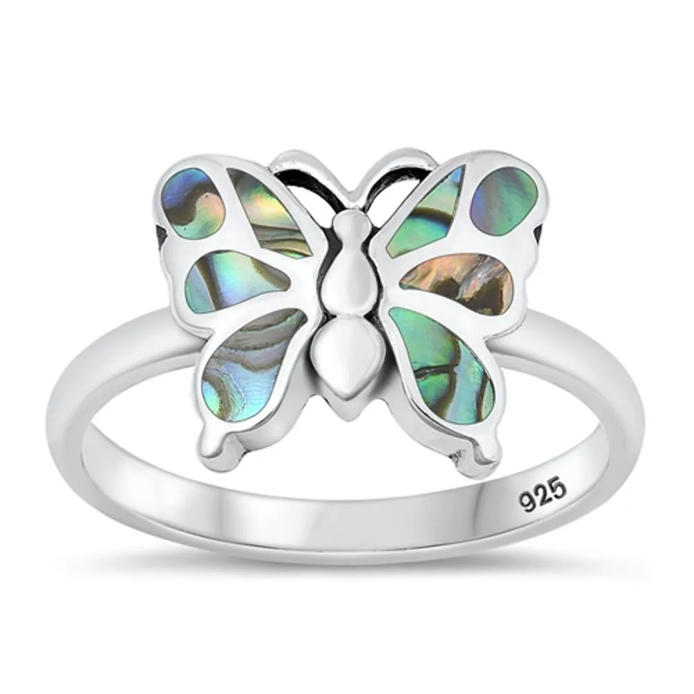 Sterling Silver Abalone Butterfly Ring