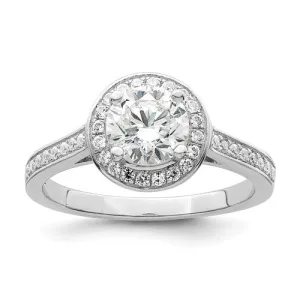 Sterling Silver & CZ Brilliant Embers Round Halo Ring