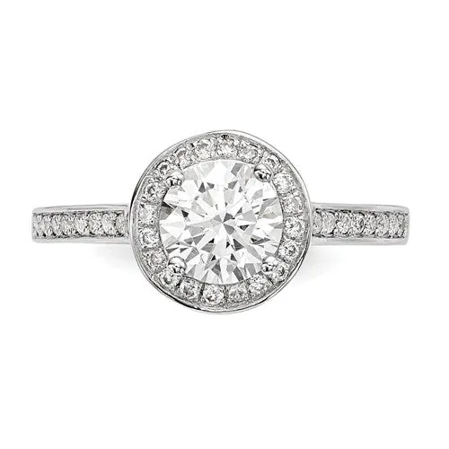 Sterling Silver & CZ Brilliant Embers Round Halo Ring