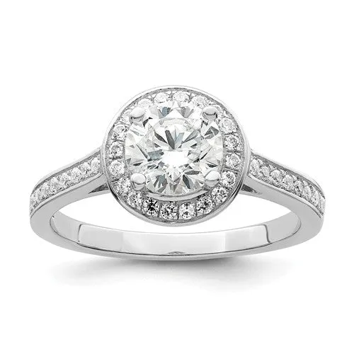 Sterling Silver & CZ Brilliant Embers Round Halo Ring