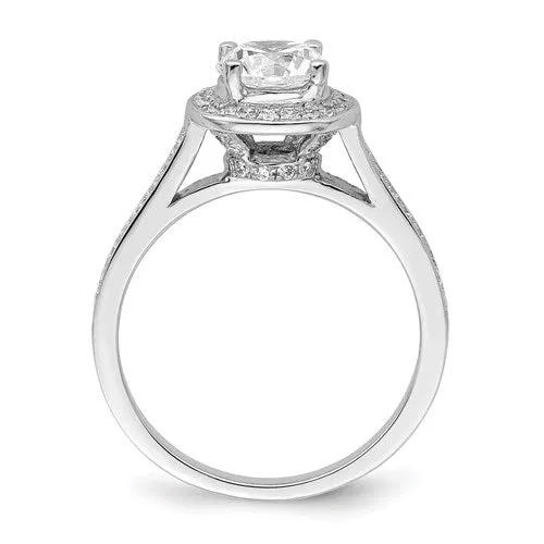 Sterling Silver & CZ Brilliant Embers Round Halo Ring
