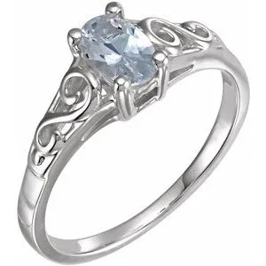 Sterling Silver April Youth Imitation Birthstone Ring