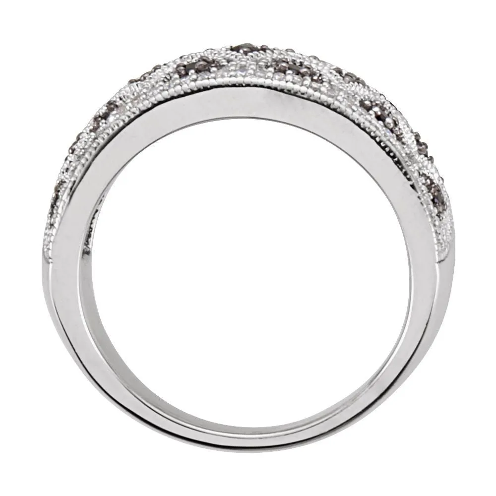 Sterling Silver Black Spinel & 1/8 CTW Diamond Ring Size 8