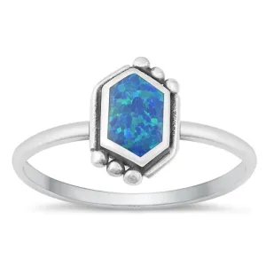 Sterling Silver Blue Lab Opal Bali Ring