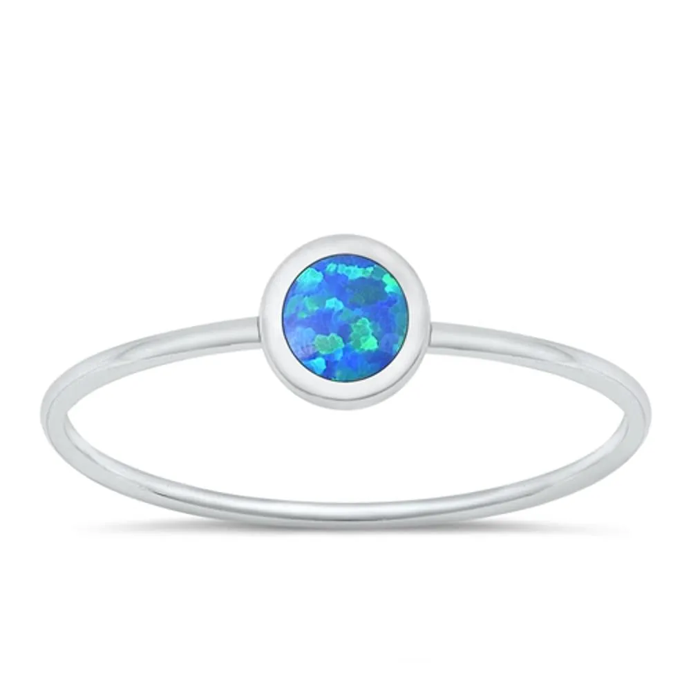 Sterling Silver Blue Lab Opal Ring