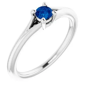 Sterling Silver Chatham® Lab-Created Blue Sapphire Youth Solitaire Ring