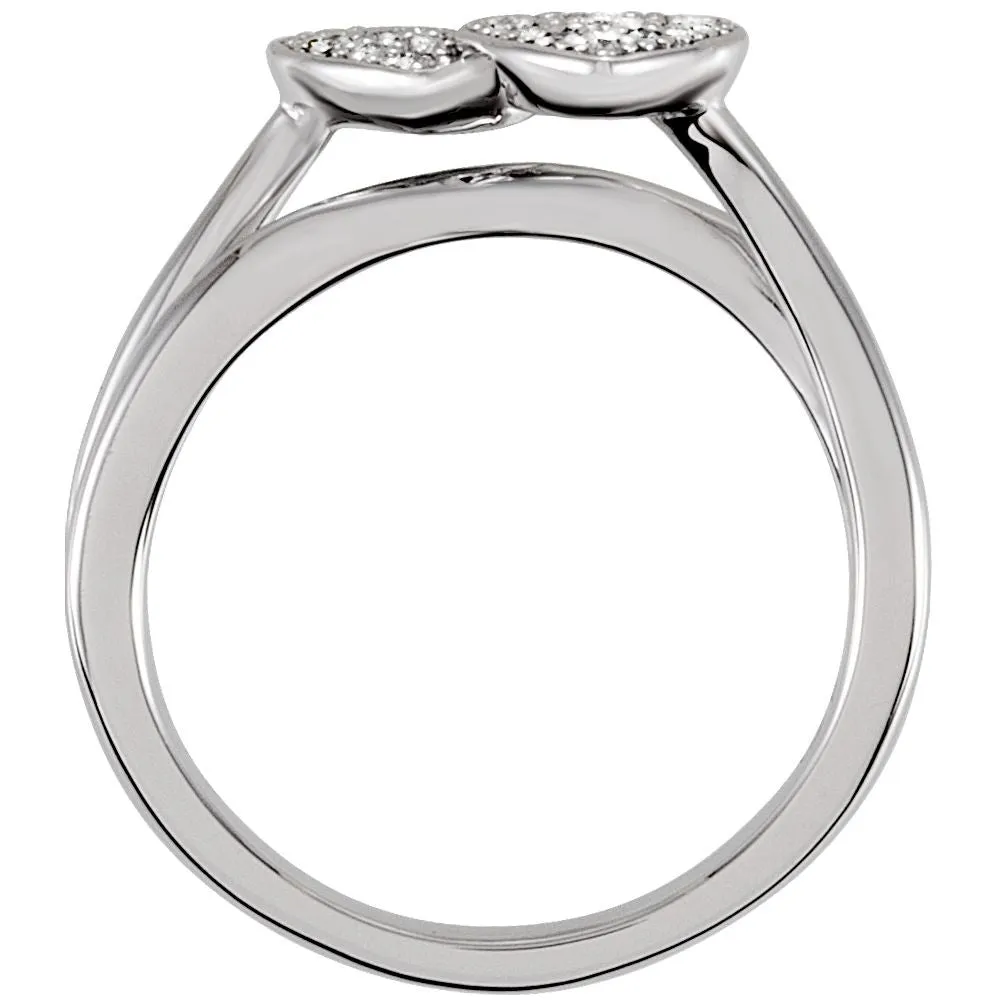 Sterling Silver Cubic Zirconia Double Heart Ring Size 6