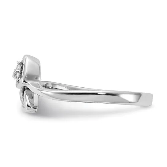 Sterling Silver Diamond Heart and Arrow Ring