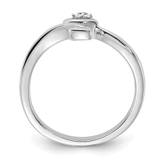 Sterling Silver Diamond Heart and Arrow Ring