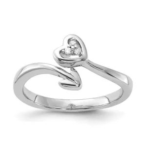Sterling Silver Diamond Heart and Arrow Ring