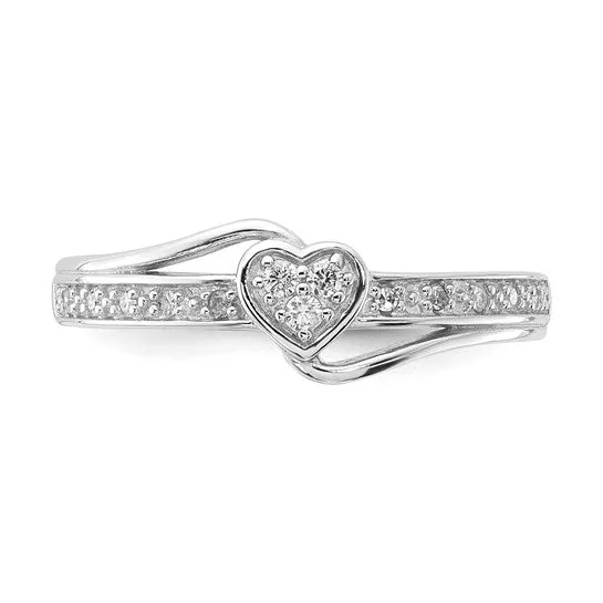Sterling Silver Fancy Diamond Heart Ring