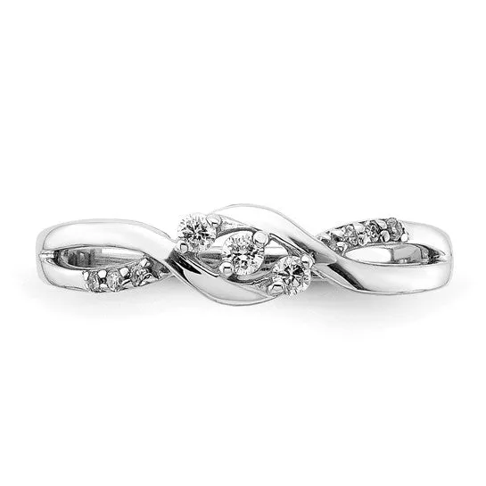Sterling Silver Fancy Twisted 3 Stone Diamond Ring