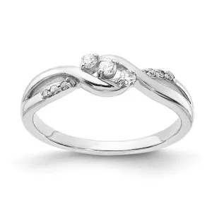 Sterling Silver Fancy Twisted 3 Stone Diamond Ring