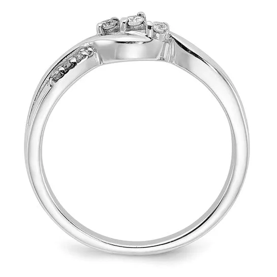 Sterling Silver Fancy Twisted 3 Stone Diamond Ring
