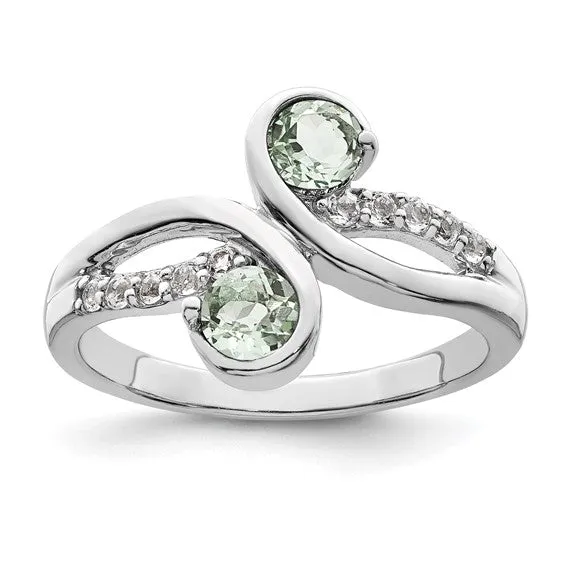 Sterling Silver Gemstone and White Topaz Swirl Rings
