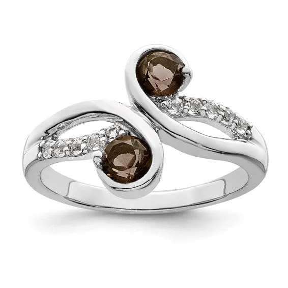 Sterling Silver Gemstone and White Topaz Swirl Rings