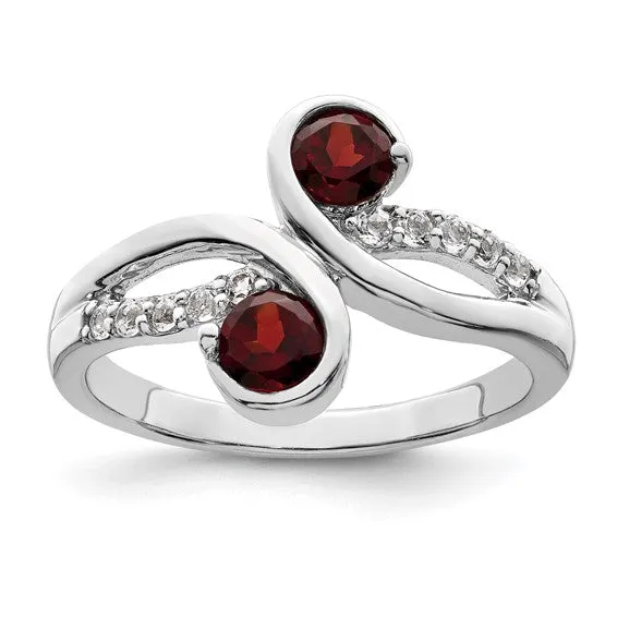 Sterling Silver Gemstone and White Topaz Swirl Rings
