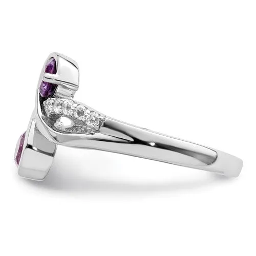 Sterling Silver Gemstone and White Topaz Swirl Rings