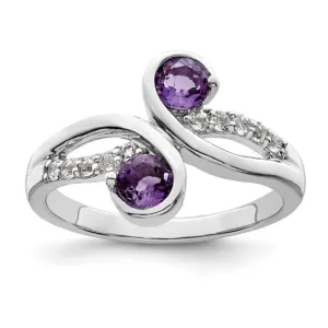 Sterling Silver Gemstone and White Topaz Swirl Rings