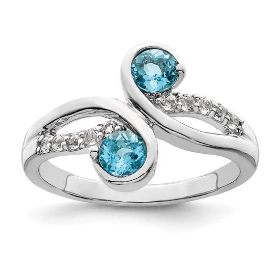 Sterling Silver Gemstone and White Topaz Swirl Rings